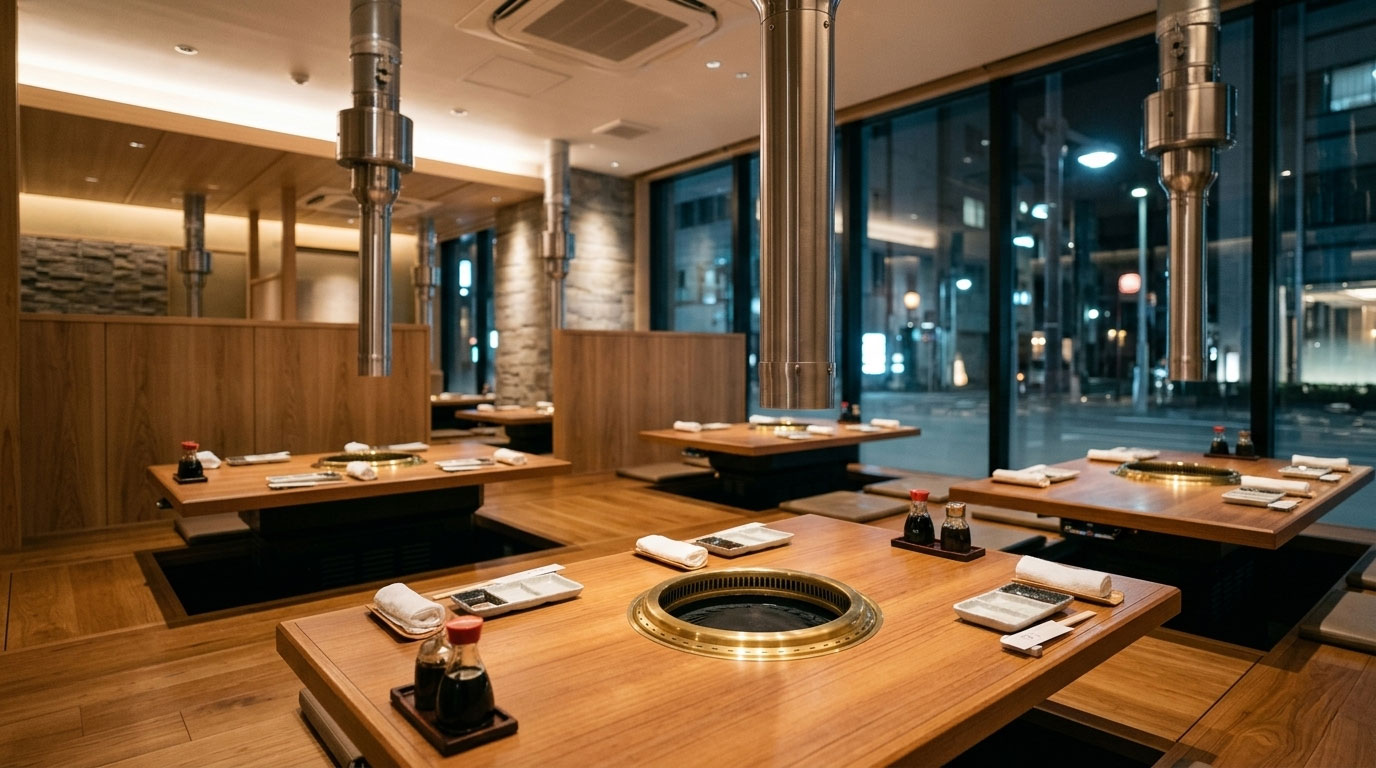 快適な空気環境が整った明るい飲食店内観